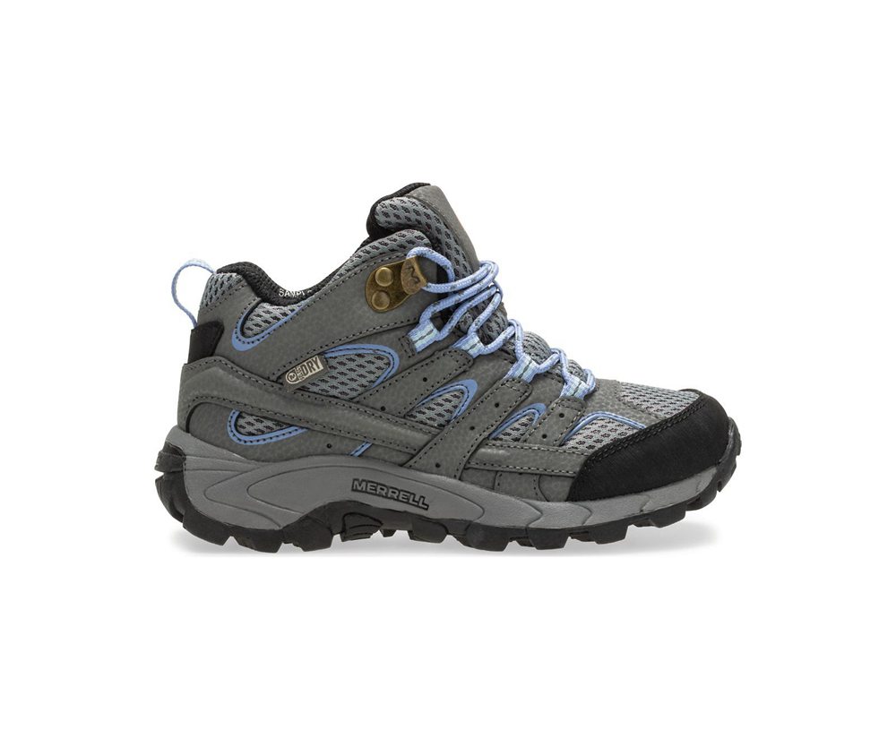 Buty Trekkingowe Merrell Dziecięce Szare - Moab 2 Mid Waterproof - 783102-YTG